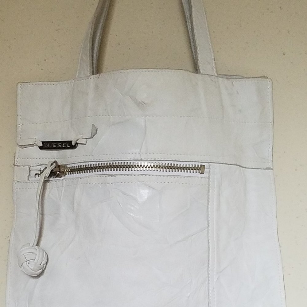 White Leather Diesel Shoulder Bag